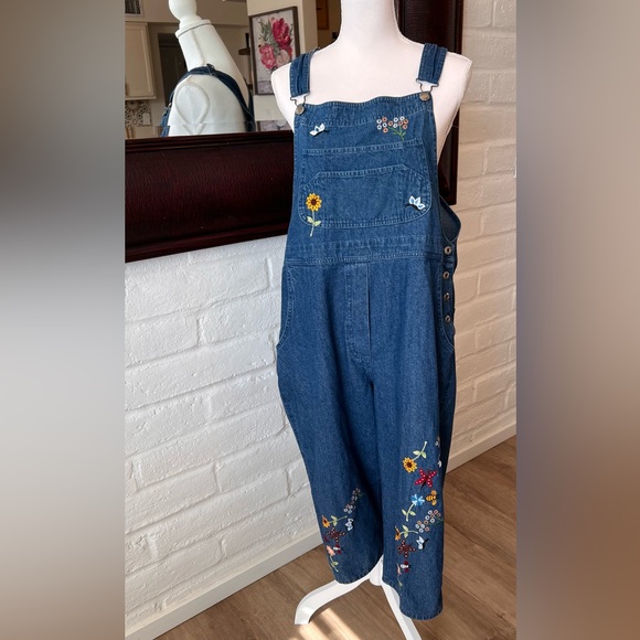 Agapo Denim - Vintage y2k Embroidered Denim Overalls by Agapo size large